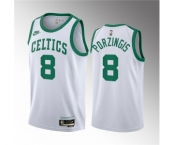 Men's Boston Celtics #8 Kristaps Porzingis White 2023 Draft Association Edition Stitched Basketball Jersey