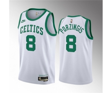 Men's Boston Celtics #8 Kristaps Porzingis White 2023 Draft Association Edition Stitched Basketball Jersey