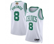 Men's Boston Celtics #8 Kristaps Porzingis White 2024 Finals Association Edition Stitched Basketball Jersey