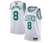 Men's Boston Celtics #8 Kristaps Porzingis White 2024 Finals Champions Association Edition Stitched Basketball Jersey