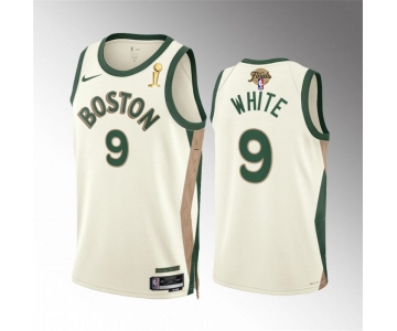 Men's Boston Celtics #9 Derrick White 2024 Finals Champions City Edition Stitched Basketball Jersey