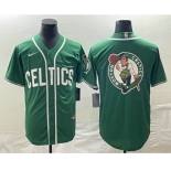 Men's Boston Celtics Big Logo Green Stitched Baseball Jersey