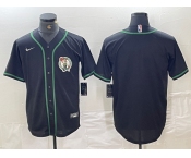 Men's Boston Celtics Black With Patch Cool Base Stitched Baseball Jersey