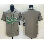 Men's Boston Celtics Blank Gray Stitched Baseball Jersey