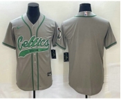 Men's Boston Celtics Blank Gray Stitched Baseball Jersey