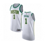 Men's Nike Boston Celtics #1 Walter Brown Authentic White NBA Jersey - City Edition