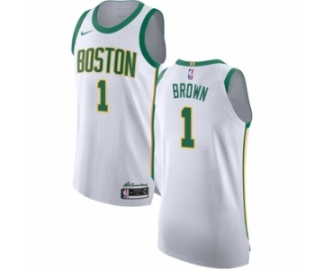 Men's Nike Boston Celtics #1 Walter Brown Authentic White NBA Jersey - City Edition