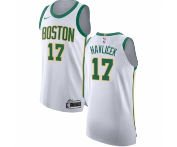 Men's Nike Boston Celtics #17 John Havlicek Authentic White NBA Jersey - City Edition