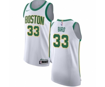 Men's Nike Boston Celtics #33 Larry Bird Authentic White NBA Jersey - City Edition