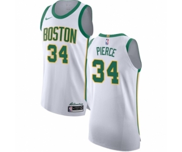 Men's Nike Boston Celtics #34 Paul Pierce Authentic White NBA Jersey - City Edition