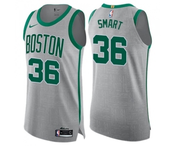 Men's Nike Boston Celtics #36 Marcus Smart Authentic Gray NBA Jersey - City Edition