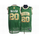 nba boston celtics #20 allen green(gold number)