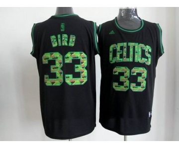 nba boston celtics #33 bird green black[camo fashion swingman]