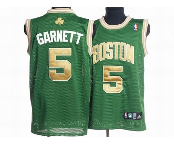 nba boston celtics #5 garnett green(gold number)