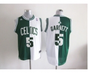 nba boston celtics #5 garnett white-green[strip][revolution 30 swingman]