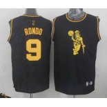 nba boston celtics #9 rondo black[gold lettering fashion]