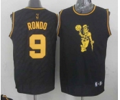 nba boston celtics #9 rondo black[gold lettering fashion]