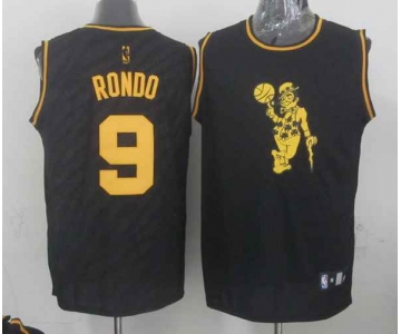 nba boston celtics #9 rondo black[gold lettering fashion]