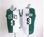 nba boston celtics #9 rondo white-green[strip][revolution 30 swingman]