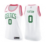 Women's Nike Boston Celtics #0 Jayson Tatum Swingman White Pink Fashion NBA Jersey