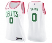 Women's Nike Boston Celtics #0 Jayson Tatum Swingman White Pink Fashion NBA Jersey