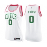 Women's Nike Boston Celtics #0 Robert Parish Swingman White Pink Fashion NBA Jersey