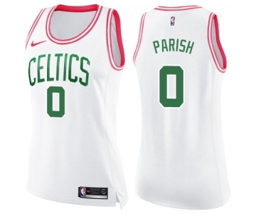 Women's Nike Boston Celtics #0 Robert Parish Swingman White Pink Fashion NBA Jersey