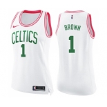 Women's Nike Boston Celtics #1 Walter Brown Swingman White Pink Fashion NBA Jersey