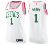 Women's Nike Boston Celtics #1 Walter Brown Swingman White Pink Fashion NBA Jersey