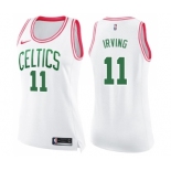 Women's Nike Boston Celtics #11 Kyrie Irving Swingman White Pink Fashion NBA Jersey