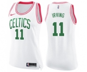 Women's Nike Boston Celtics #11 Kyrie Irving Swingman White Pink Fashion NBA Jersey