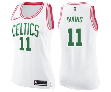 Women's Nike Boston Celtics #11 Kyrie Irving Swingman White Pink Fashion NBA Jersey