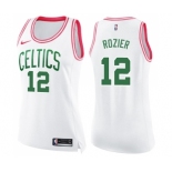 Women's Nike Boston Celtics #12 Terry Rozier Swingman White Pink Fashion NBA Jersey