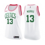 Women's Nike Boston Celtics #13 Marcus Morris Swingman White Pink Fashion NBA Jersey