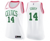 Women's Nike Boston Celtics #14 Bob Cousy Swingman White Pink Fashion NBA Jersey