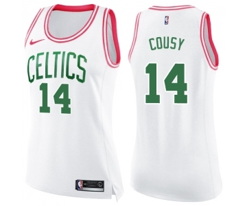 Women's Nike Boston Celtics #14 Bob Cousy Swingman White Pink Fashion NBA Jersey