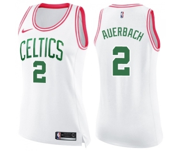 Women's Nike Boston Celtics #2 Red Auerbach Swingman White Pink Fashion NBA Jersey