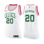 Women's Nike Boston Celtics #20 Gordon Hayward Swingman White Pink Fashion NBA Jersey