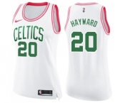 Women's Nike Boston Celtics #20 Gordon Hayward Swingman White Pink Fashion NBA Jersey