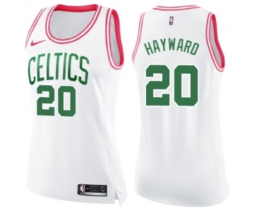 Women's Nike Boston Celtics #20 Gordon Hayward Swingman White Pink Fashion NBA Jersey