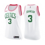 Women's Nike Boston Celtics #3 Dennis Johnson Swingman White Pink Fashion NBA Jersey