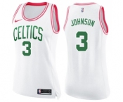 Women's Nike Boston Celtics #3 Dennis Johnson Swingman White Pink Fashion NBA Jersey