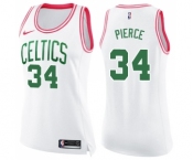 Women's Nike Boston Celtics #34 Paul Pierce Swingman White Pink Fashion NBA Jersey