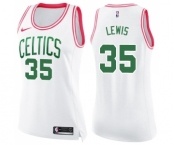 Women's Nike Boston Celtics #35 Reggie Lewis Swingman White Pink Fashion NBA Jersey