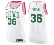 Women's Nike Boston Celtics #36 Marcus Smart Swingman White Pink Fashion NBA Jersey