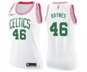 Women's Nike Boston Celtics #46 Aron Baynes Swingman White Pink Fashion NBA Jersey