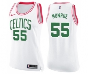 Women's Nike Boston Celtics #55 Greg Monroe Swingman White Pink Fashion NBA Jersey