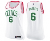 Women's Nike Boston Celtics #6 Bill Russell Swingman White Pink Fashion NBA Jersey