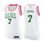 Women's Nike Boston Celtics #7 Jaylen Brown Swingman White Pink Fashion NBA Jersey