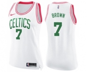 Women's Nike Boston Celtics #7 Jaylen Brown Swingman White Pink Fashion NBA Jersey